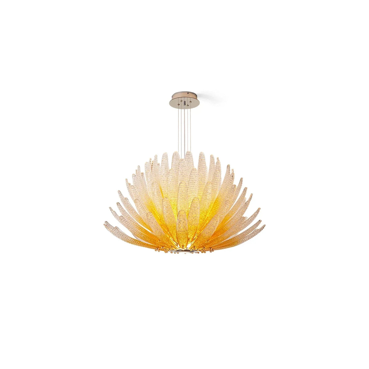 Modern Clear Textured Glass Lotus Blossom Chandelier Pendant Light by AUVIELIGHT, ∅ 20.9″ x H 15.7″ / Clear and 5 other sizes