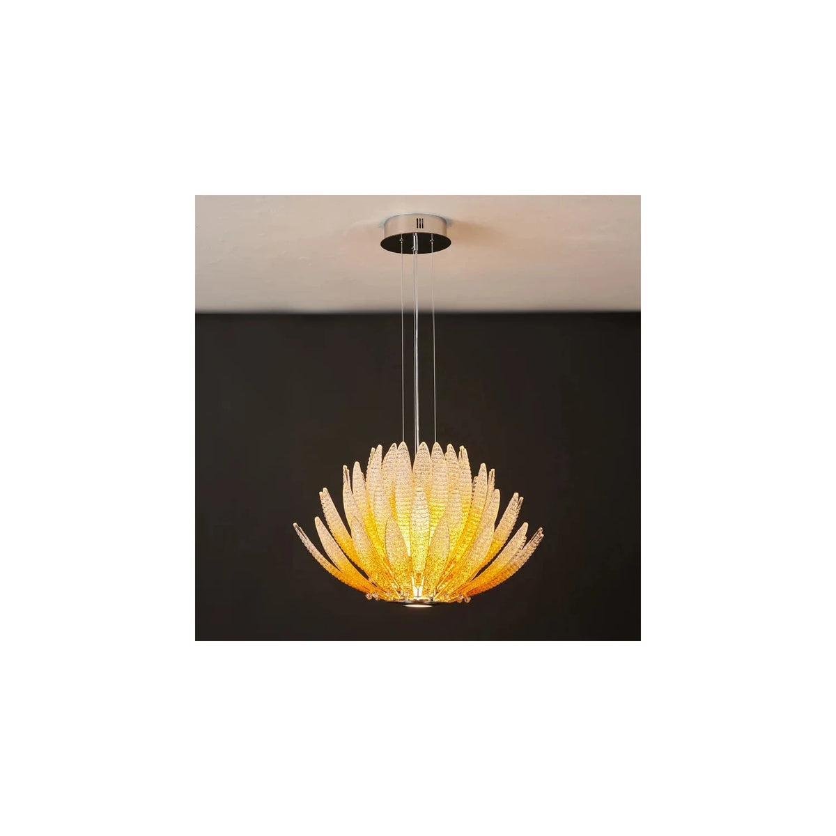 Modern Clear Textured Glass Lotus Blossom Chandelier Pendant Light by AUVIELIGHT