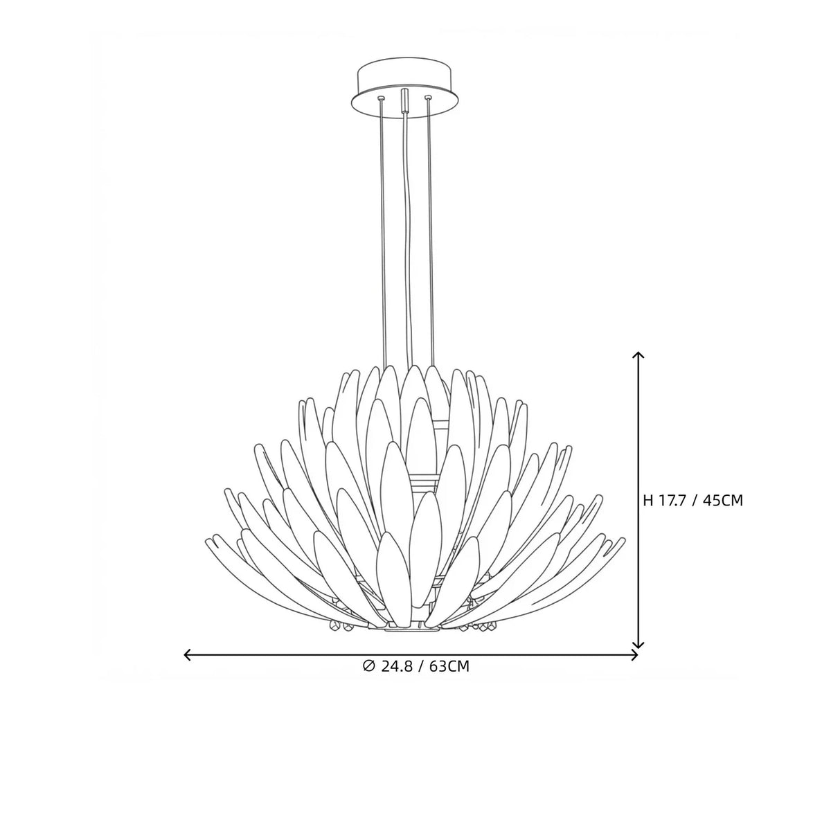 Modern Clear Textured Glass Lotus Blossom Chandelier Pendant Light by AUVIELIGHT