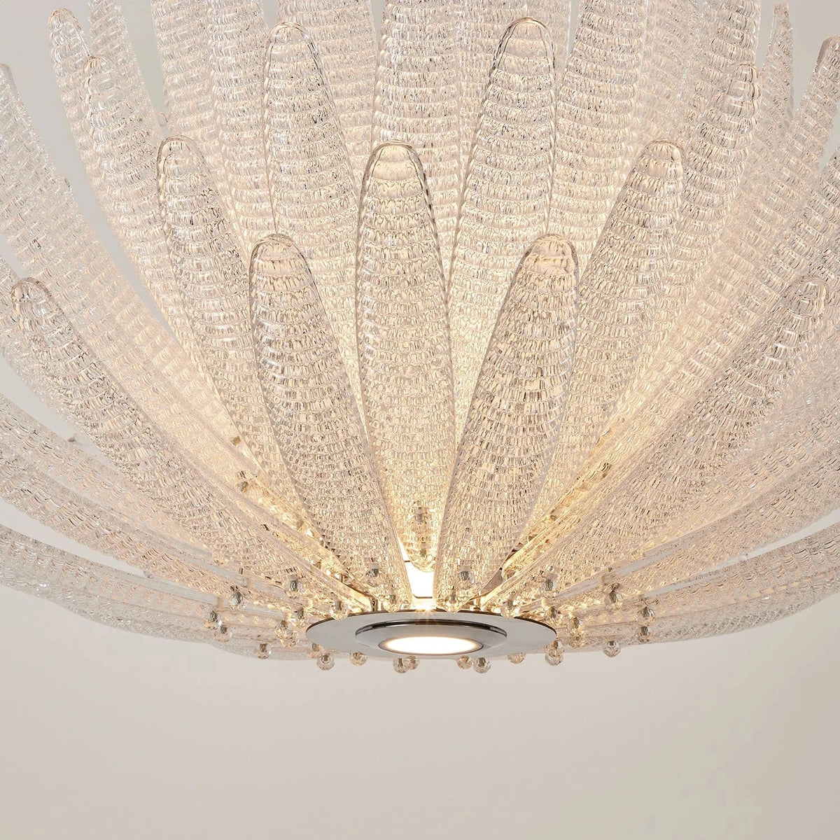 Modern Clear Textured Glass Lotus Blossom Chandelier Pendant Light by AUVIELIGHT