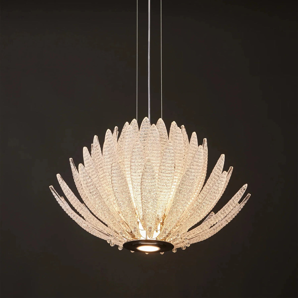 Modern Clear Textured Glass Lotus Blossom Chandelier Pendant Light by AUVIELIGHT