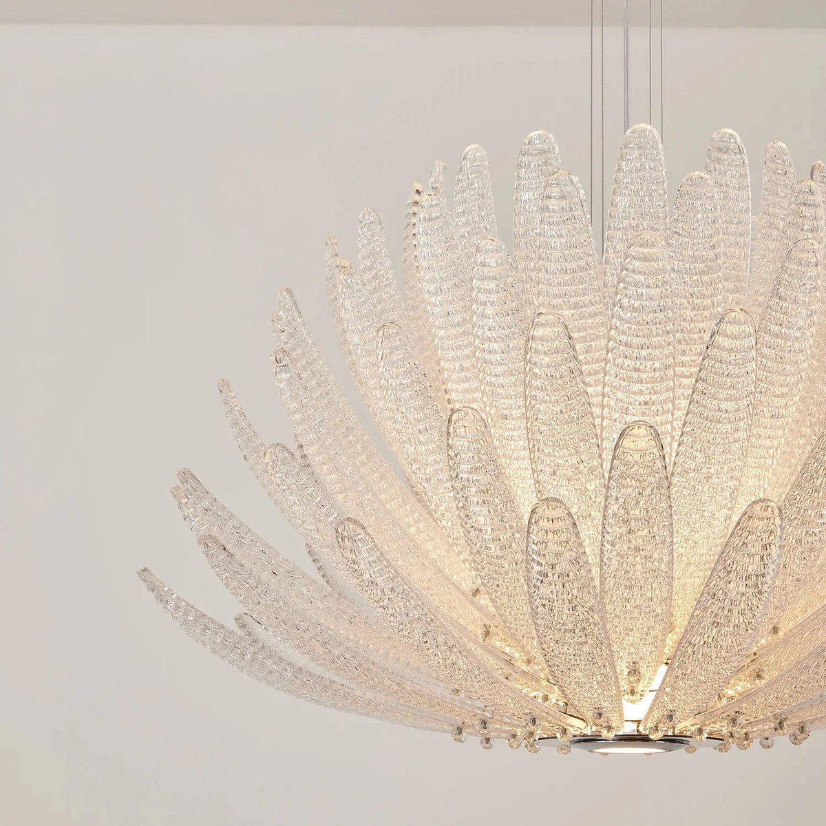 Modern Clear Textured Glass Lotus Blossom Chandelier Pendant Light by AUVIELIGHT