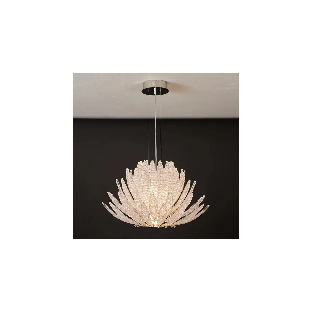 Modern Clear Textured Glass Lotus Blossom Chandelier Pendant Light by AUVIELIGHT