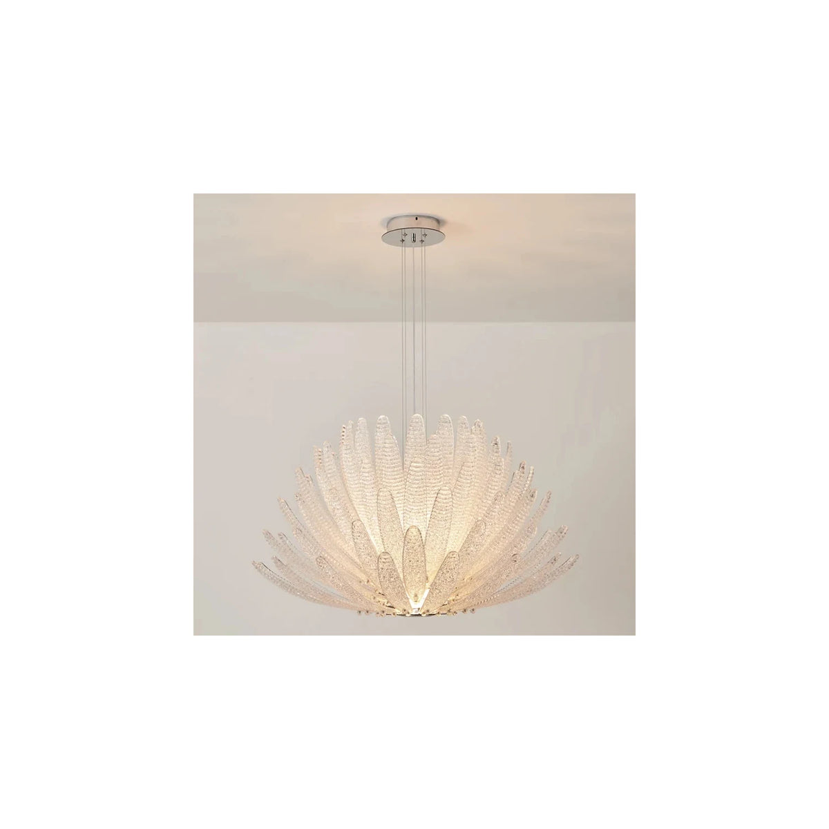 Modern Clear Textured Glass Lotus Blossom Chandelier Pendant Light by AUVIELIGHT
