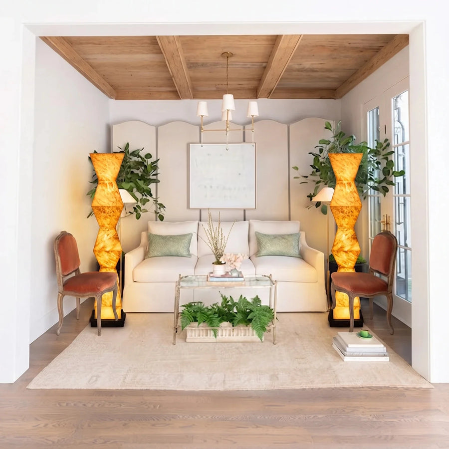Modern Column Floor Lamp in alabaster for Living Room light fixture by AUVIELIGHT