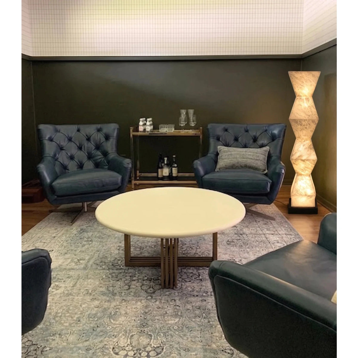 Modern Column Floor Lamp in alabaster for Living Room light fixture by AUVIELIGHT