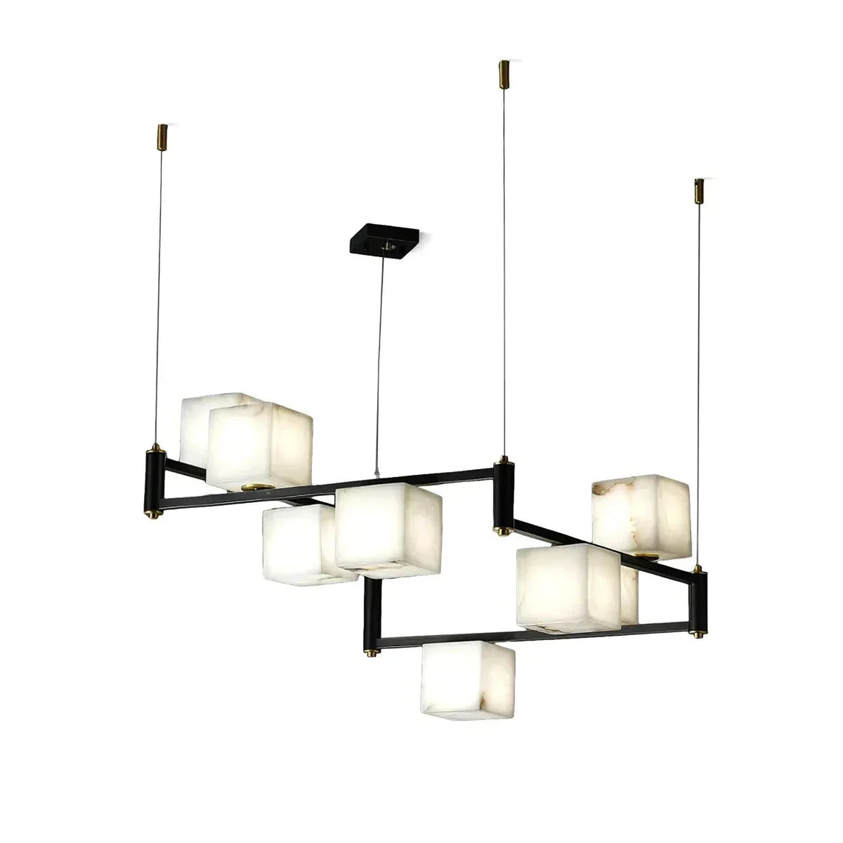 Modern Cube Branch Chandelier in alabaster for Dining Room light fixture by AUVIELIGHT