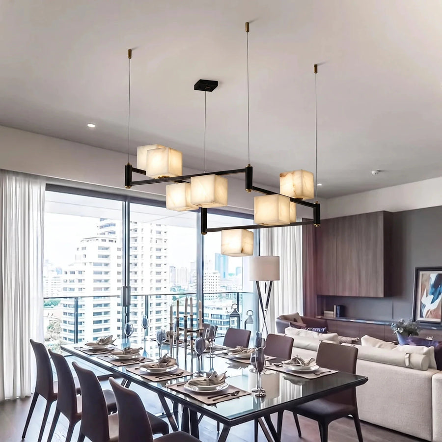 Modern Cube Branch Chandelier in alabaster for Dining Room light fixture by AUVIELIGHT