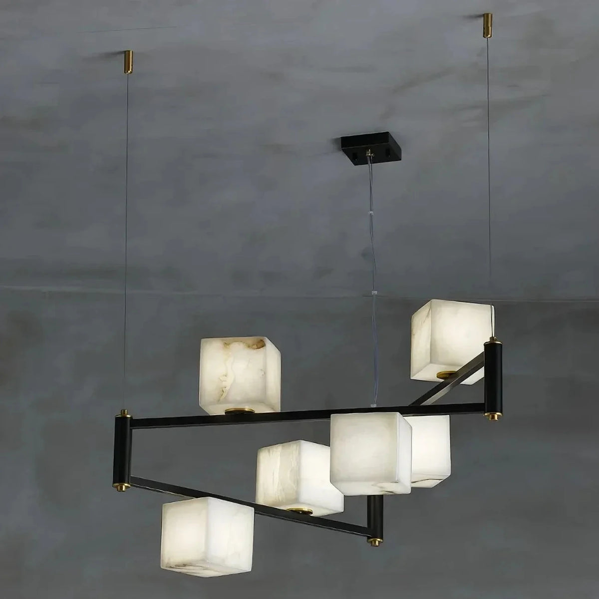 Modern Cube Branch Chandelier in alabaster for Dining Room light fixture by AUVIELIGHT, 6 Heads L 80cm x W 80cm x H 45cm / L 31.5″ x W 31.5″ x H