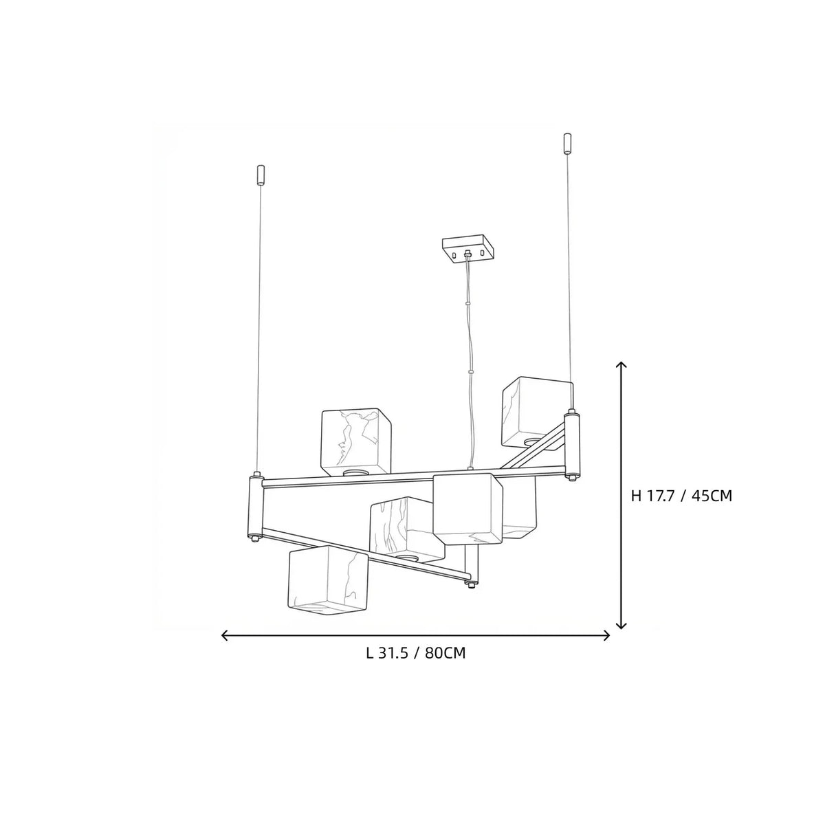 Modern Cube Branch Chandelier in alabaster for Dining Room light fixture by AUVIELIGHT