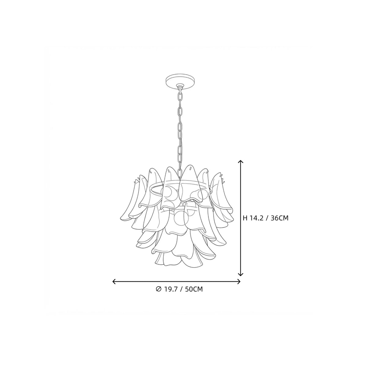 Modern Curved Petal Chandelier in emerald green glass for Dining Room by AUVIELIGHT