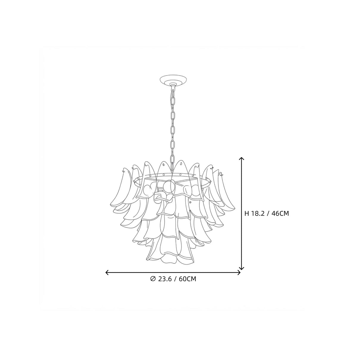 Modern Curved Petal Chandelier in emerald green glass for Dining Room by AUVIELIGHT