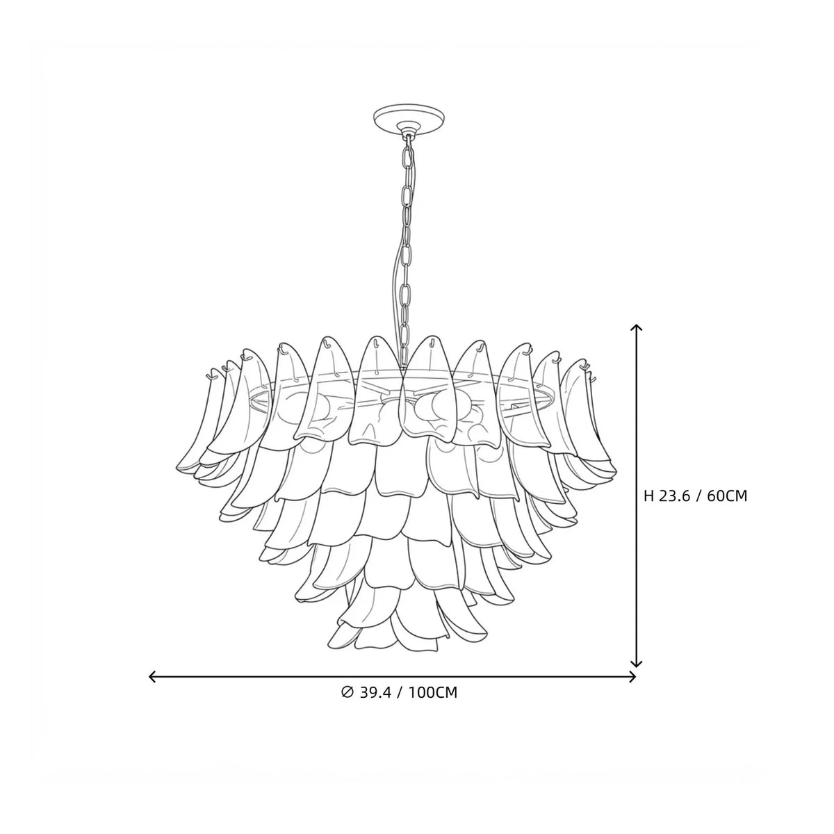 Modern Curved Petal Chandelier in emerald green glass for Dining Room by AUVIELIGHT