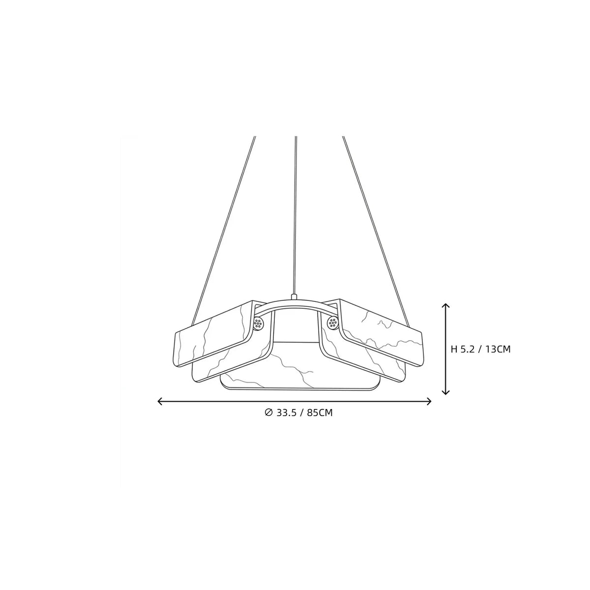 Modern Curved Ring Chandelier in alabaster for Dining Room by AUVIELIGHT