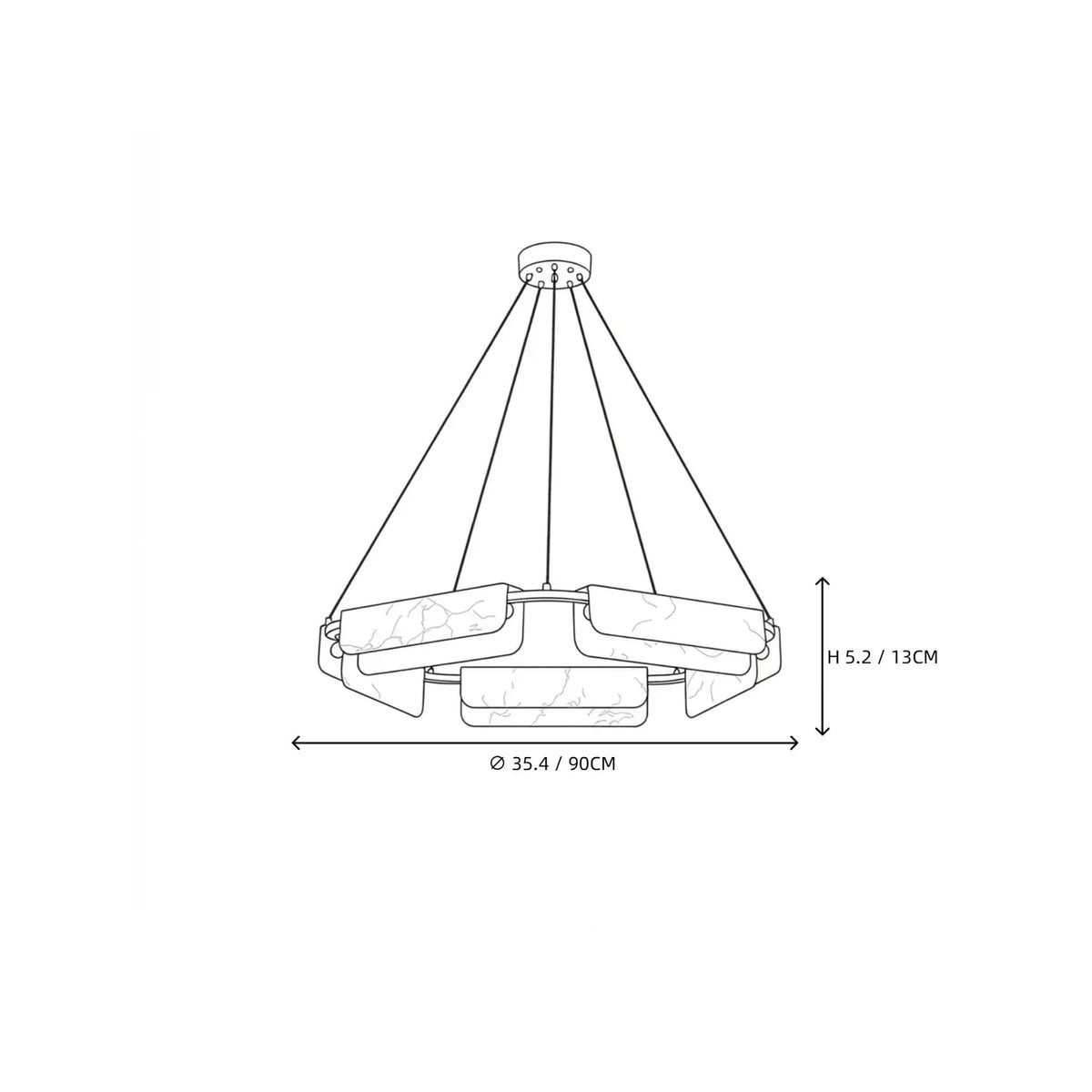 Modern Curved Ring Chandelier in alabaster for Dining Room by AUVIELIGHT