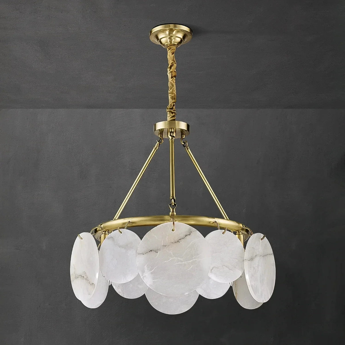 Modern Disc Chandelier in alabaster for Dining Room by AUVIELIGHT