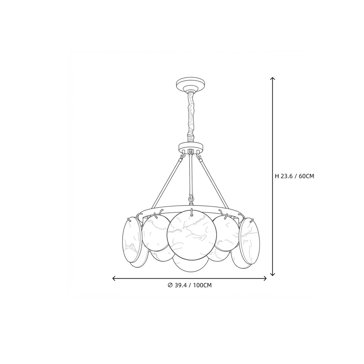 Modern Disc Chandelier in alabaster for Dining Room by AUVIELIGHT