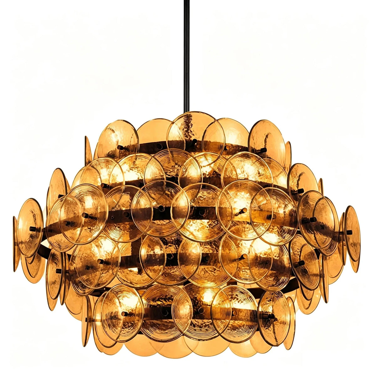 Modern Disc Globe Chandelier in amber glass for Dining Room by AUVIELIGHT