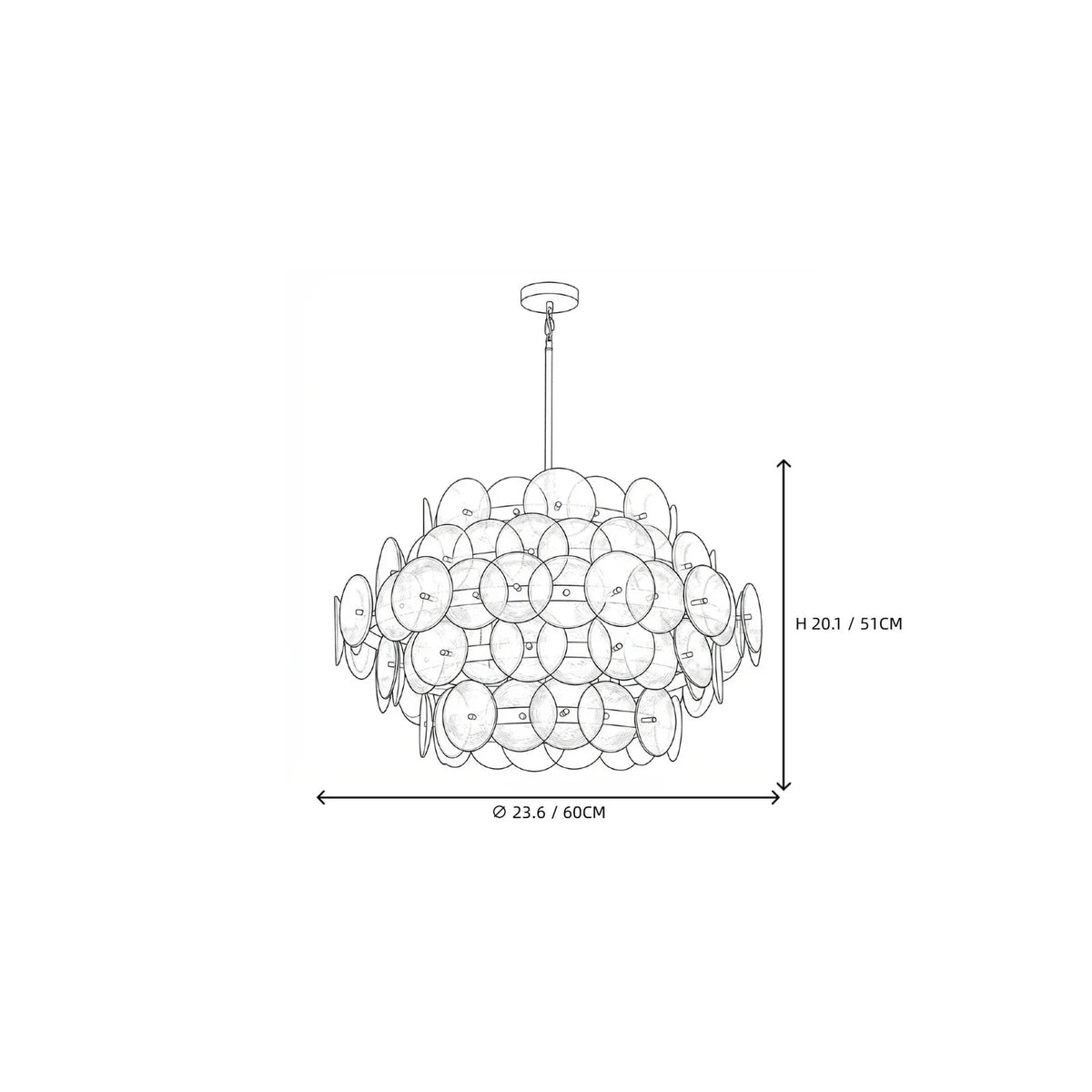 Modern Disc Globe Chandelier in amber glass for Dining Room by AUVIELIGHT