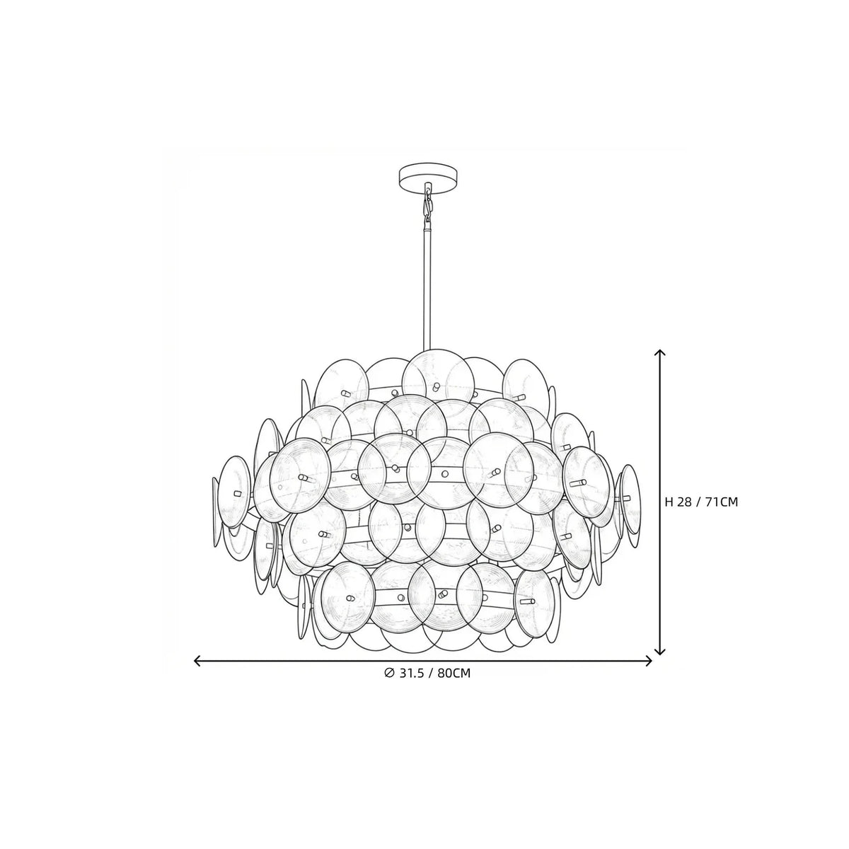 Modern Disc Globe Chandelier in amber glass for Dining Room by AUVIELIGHT