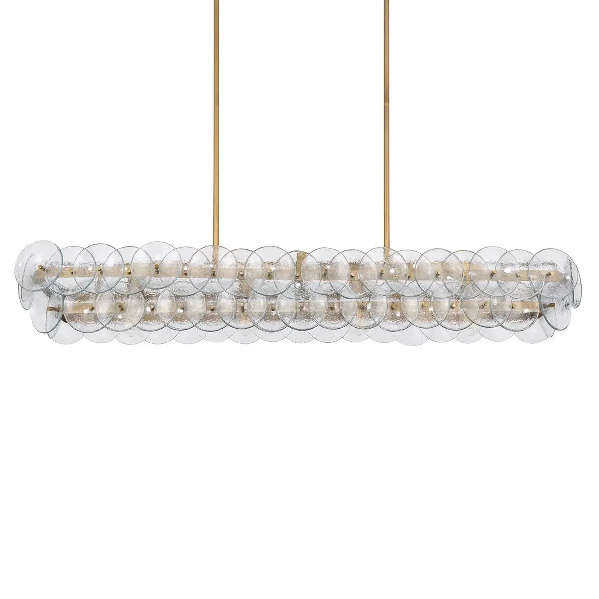Modern Disc Linear Chandelier in amber glass for Dining Room by AUVIELIGHT