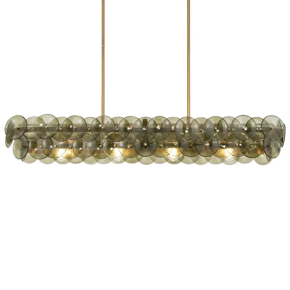 Modern Disc Linear Chandelier in amber glass for Dining Room by AUVIELIGHT