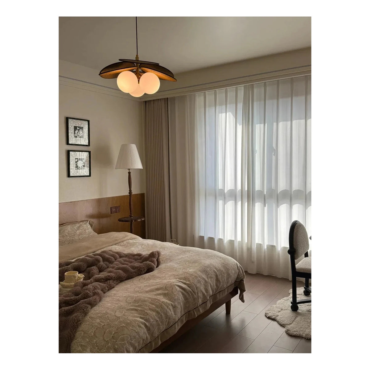Modern Farmhouse Curved Rattan Flower Pendant Lighting by AUVIELIGHT