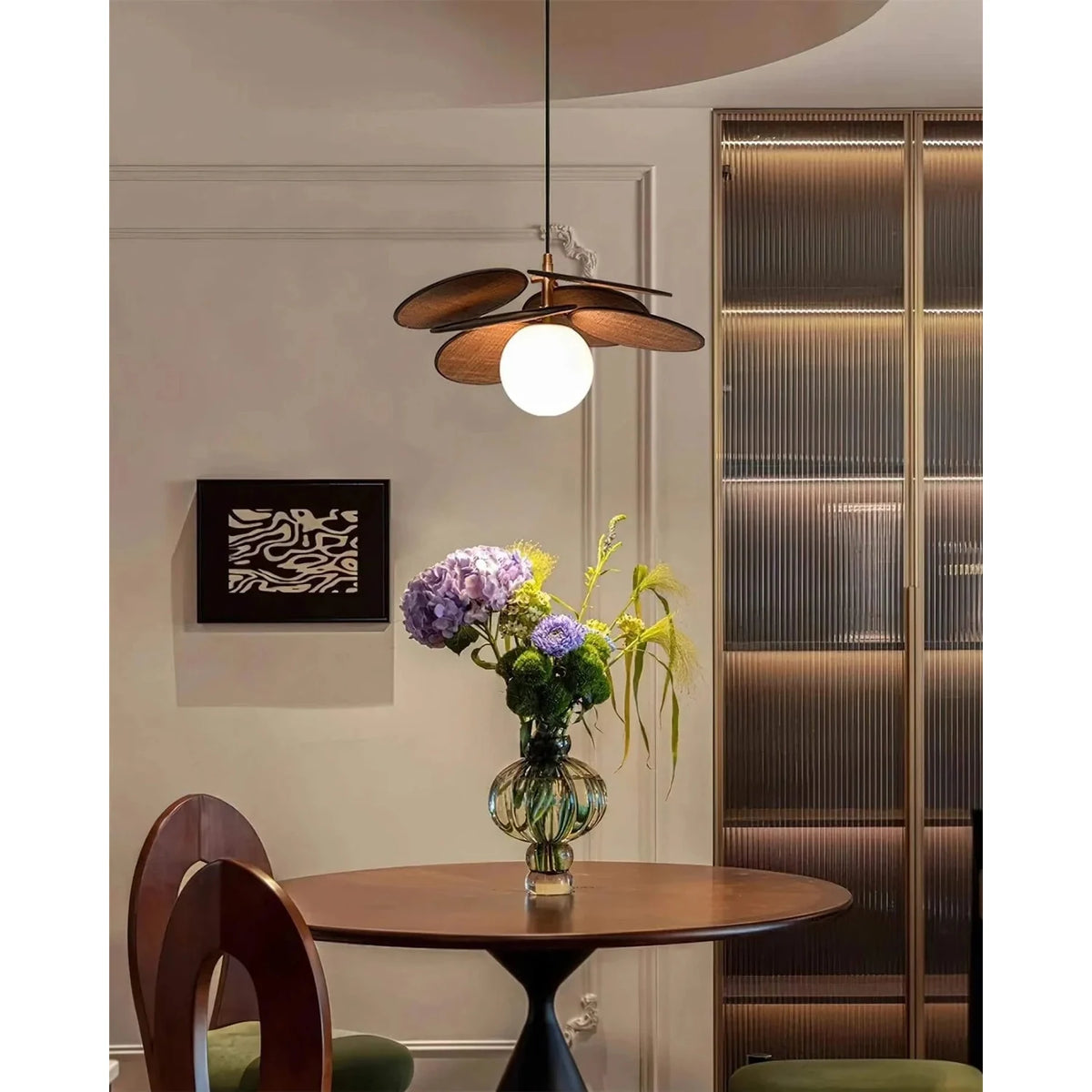 Modern Farmhouse Curved Rattan Flower Pendant Lighting by AUVIELIGHT