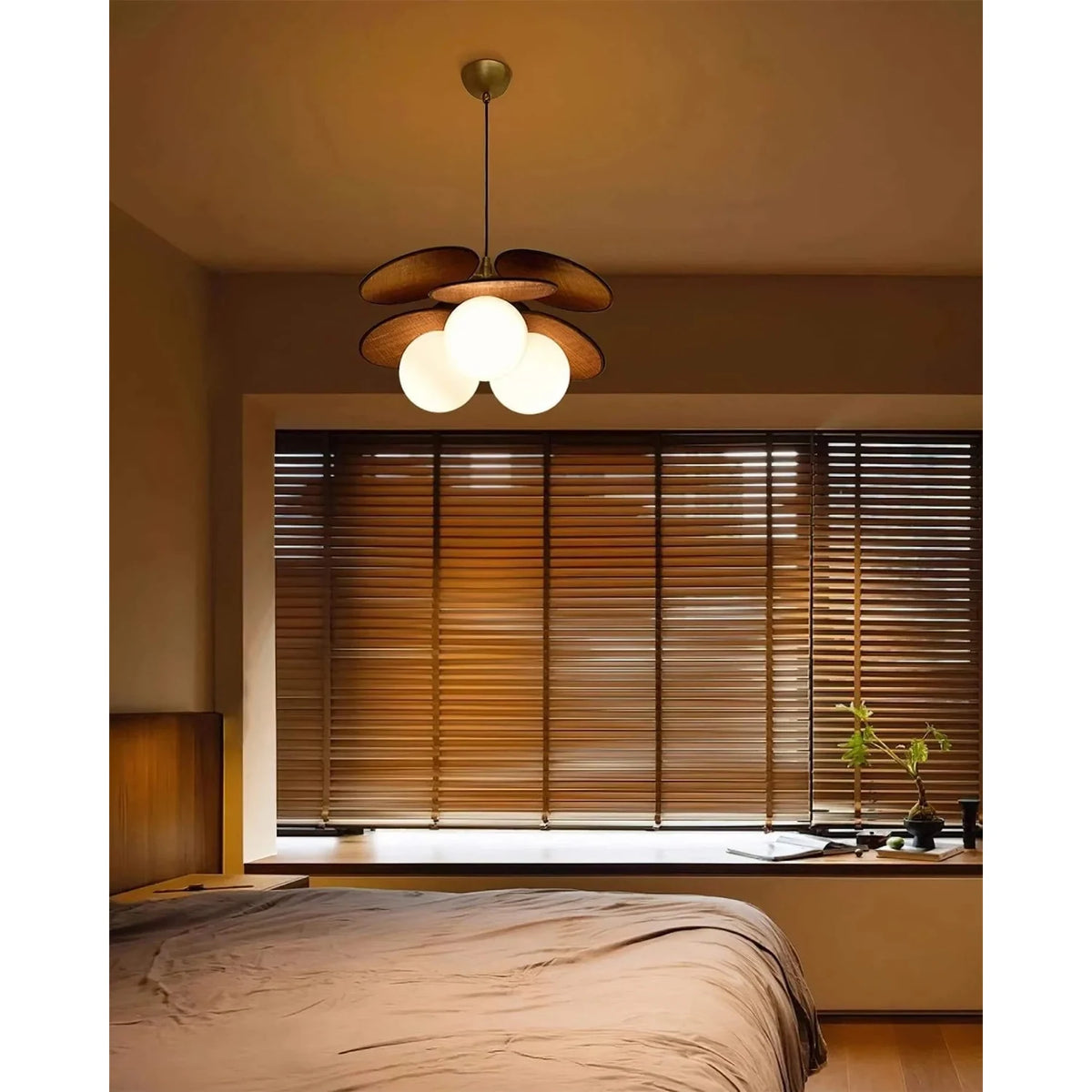 Modern Farmhouse Curved Rattan Flower Pendant Lighting by AUVIELIGHT