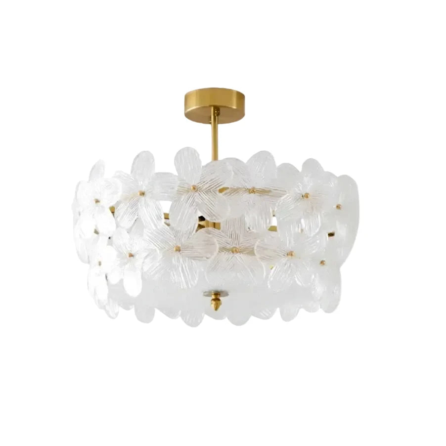Modern Flower Semi-Flush Mount in frosted glass for Low Ceilings by AUVIELIGHT