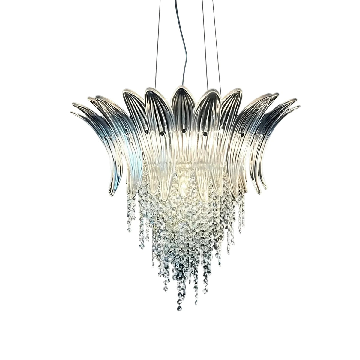 Modern Fluted Crown Chandelier in clear glass for Dining Room by AUVIELIGHT