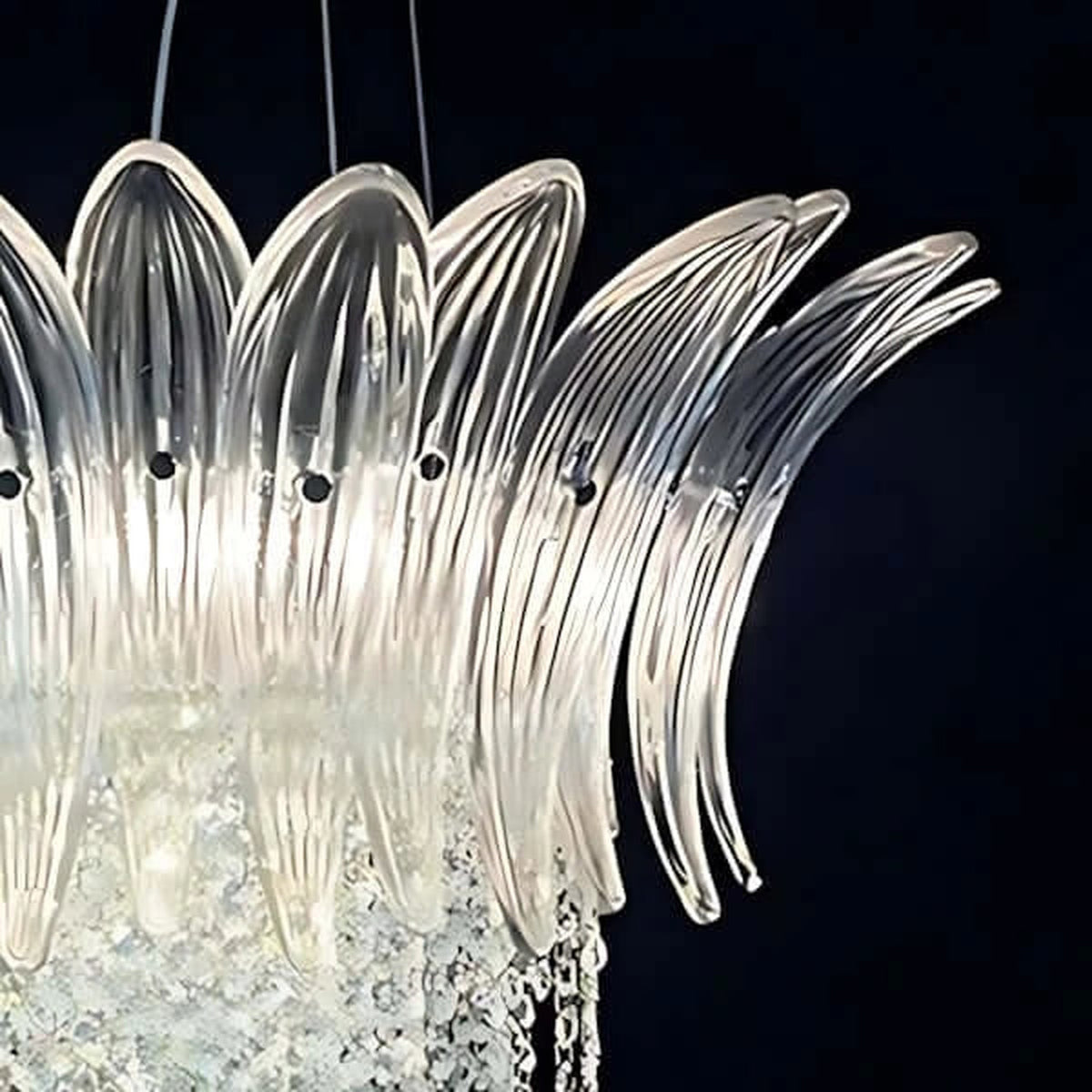 Modern Fluted Crown Chandelier in clear glass for Dining Room by AUVIELIGHT