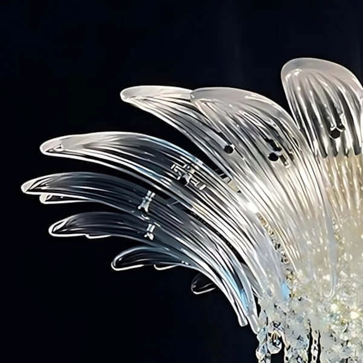 Modern Fluted Crown Chandelier in clear glass for Dining Room by AUVIELIGHT