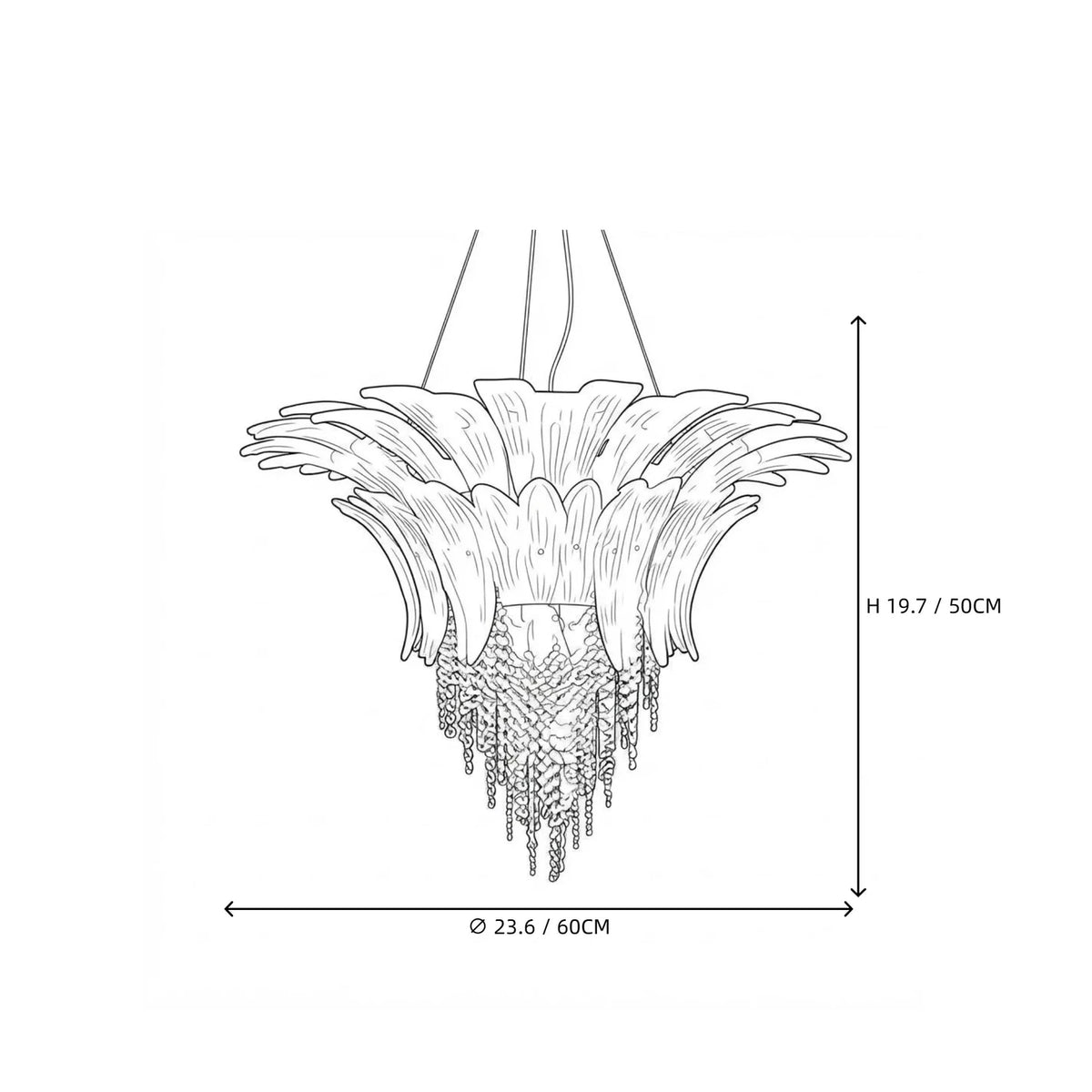 Modern Fluted Crown Chandelier in clear glass for Dining Room by AUVIELIGHT