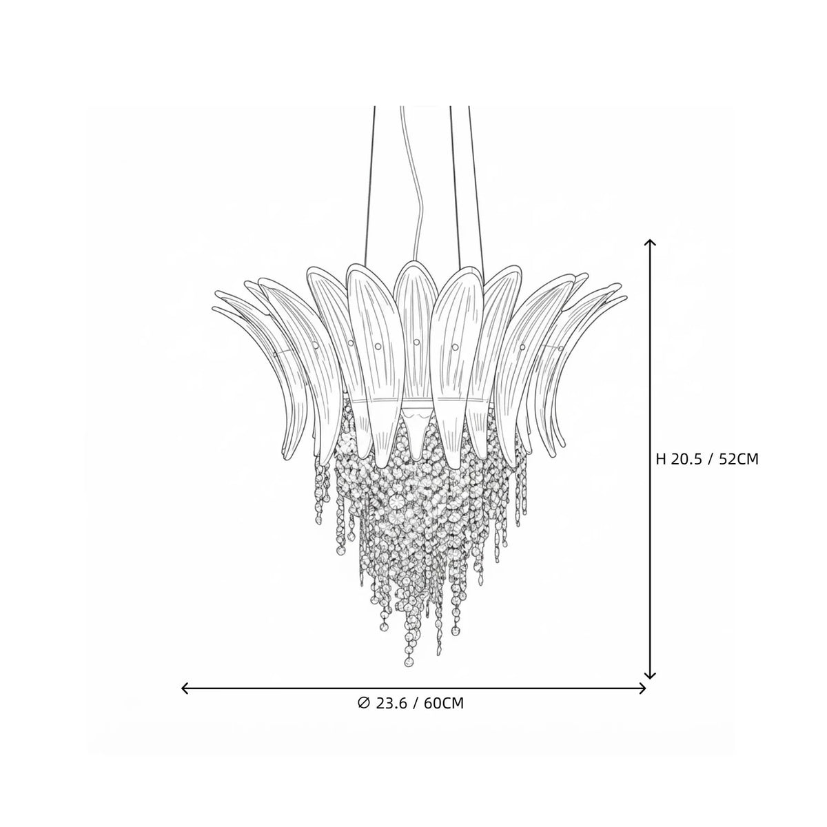 Modern Fluted Crown Chandelier in clear glass for Dining Room by AUVIELIGHT