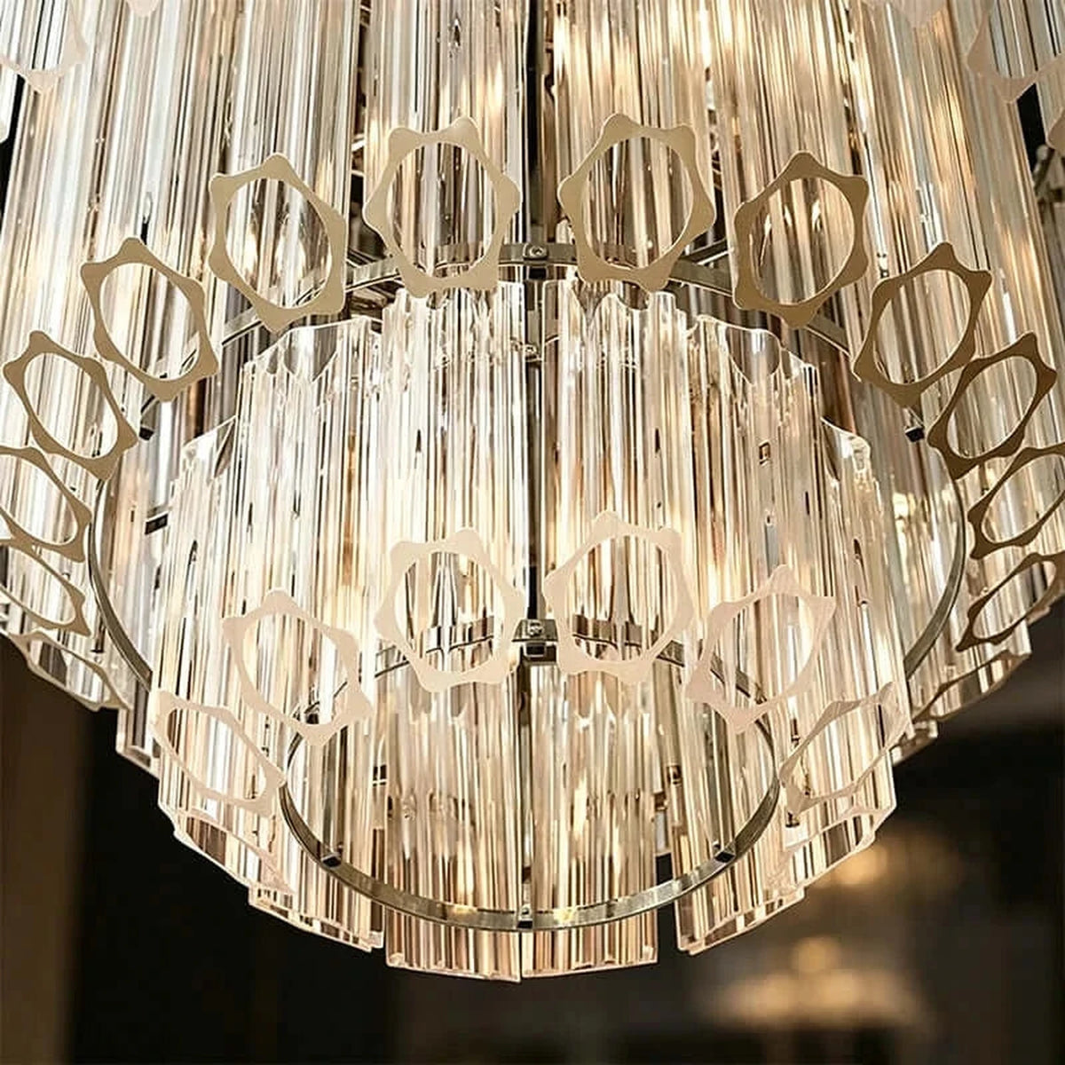 Modern Fluted Tiered Chandelier in clear crystal glass for Dining Room by AUVIELIGHT