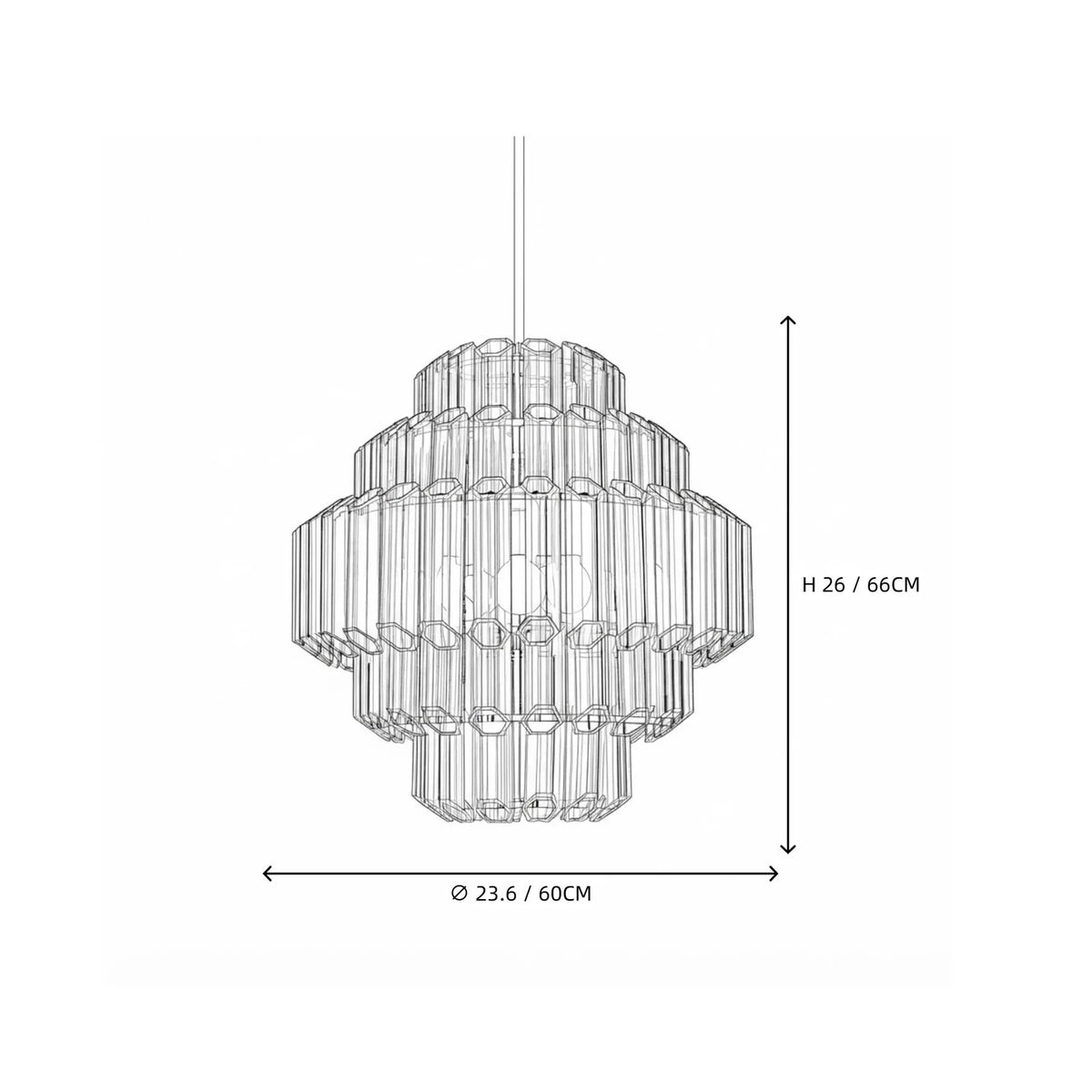 Modern Fluted Tiered Chandelier in clear crystal glass for Dining Room by AUVIELIGHT