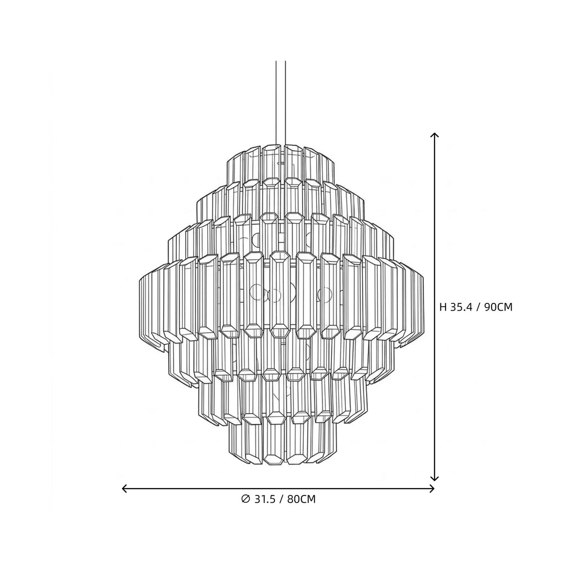 Modern Fluted Tiered Chandelier in clear crystal glass for Dining Room by AUVIELIGHT