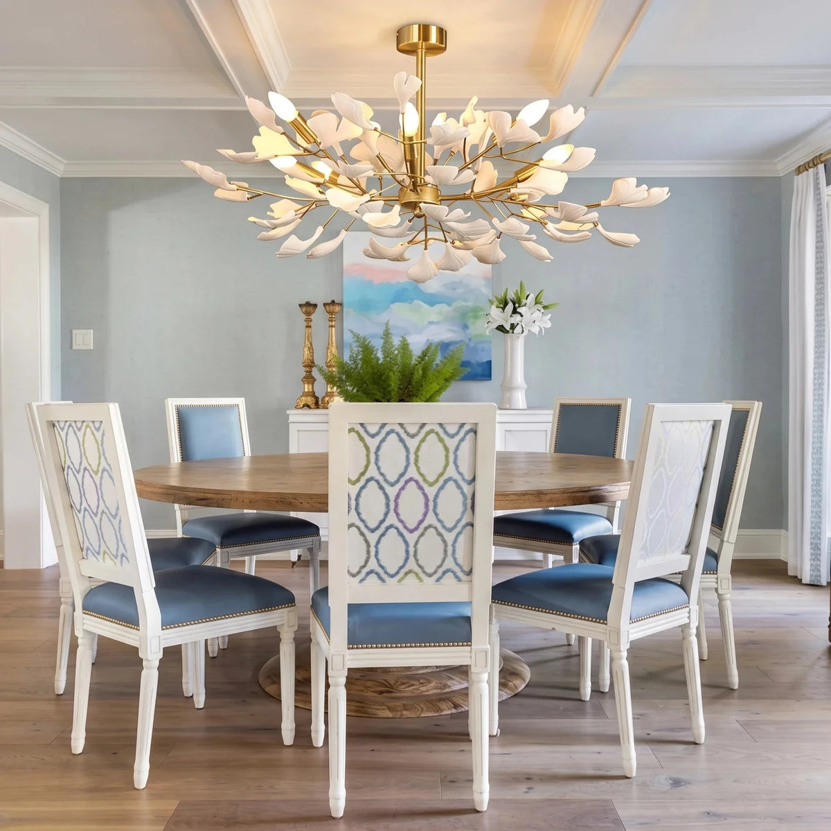 Modern Ginkgo Leaf Chandelier in ceramic for Dining Room by AUVIELIGHT
