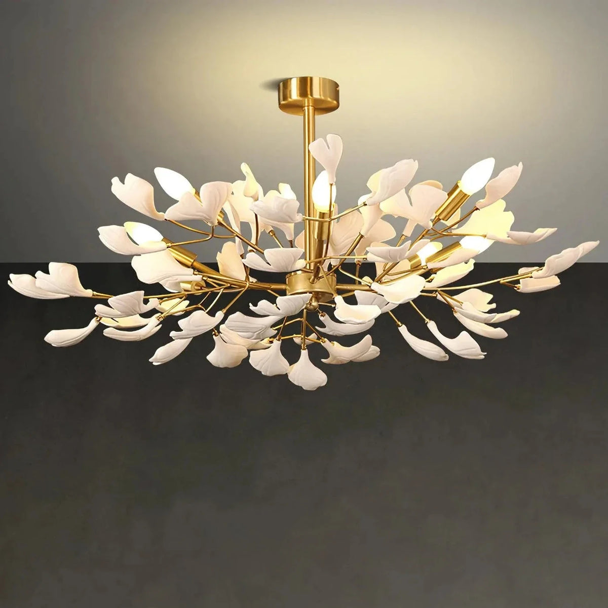 Modern Ginkgo Leaf Chandelier in ceramic for Dining Room by AUVIELIGHT