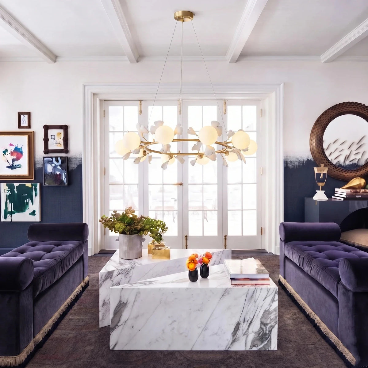 Modern Ginkgo Leaf Chandelier in frosted for Dining Room by AUVIELIGHT
