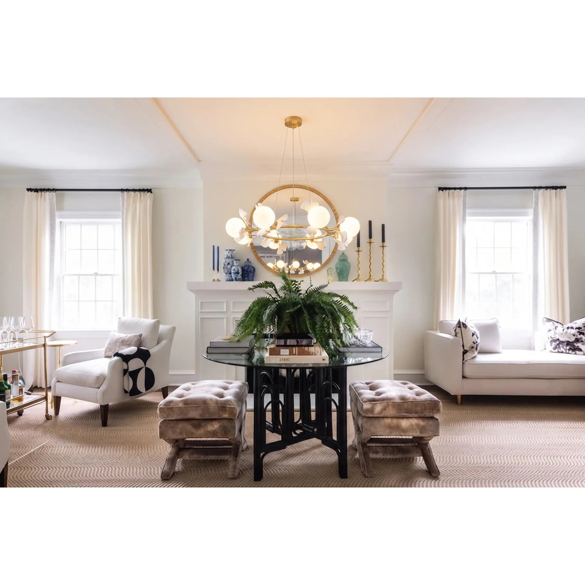 Modern Ginkgo Leaf Chandelier in frosted for Dining Room by AUVIELIGHT