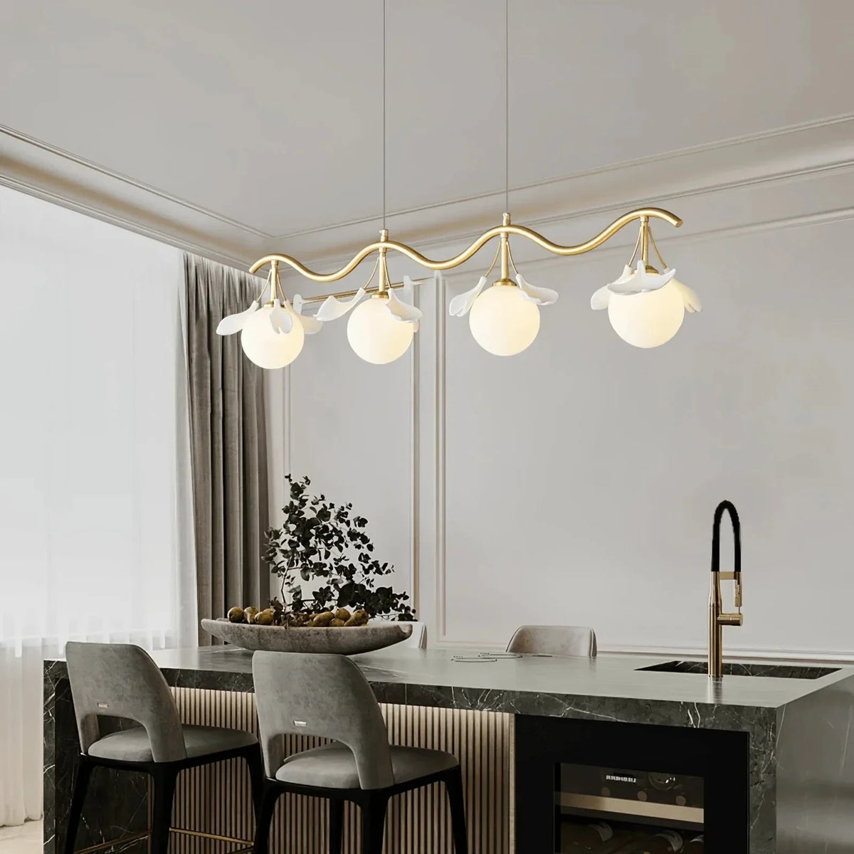 Modern Ginkgo Leaf Chandelier in frosted for Dining Room by AUVIELIGHT