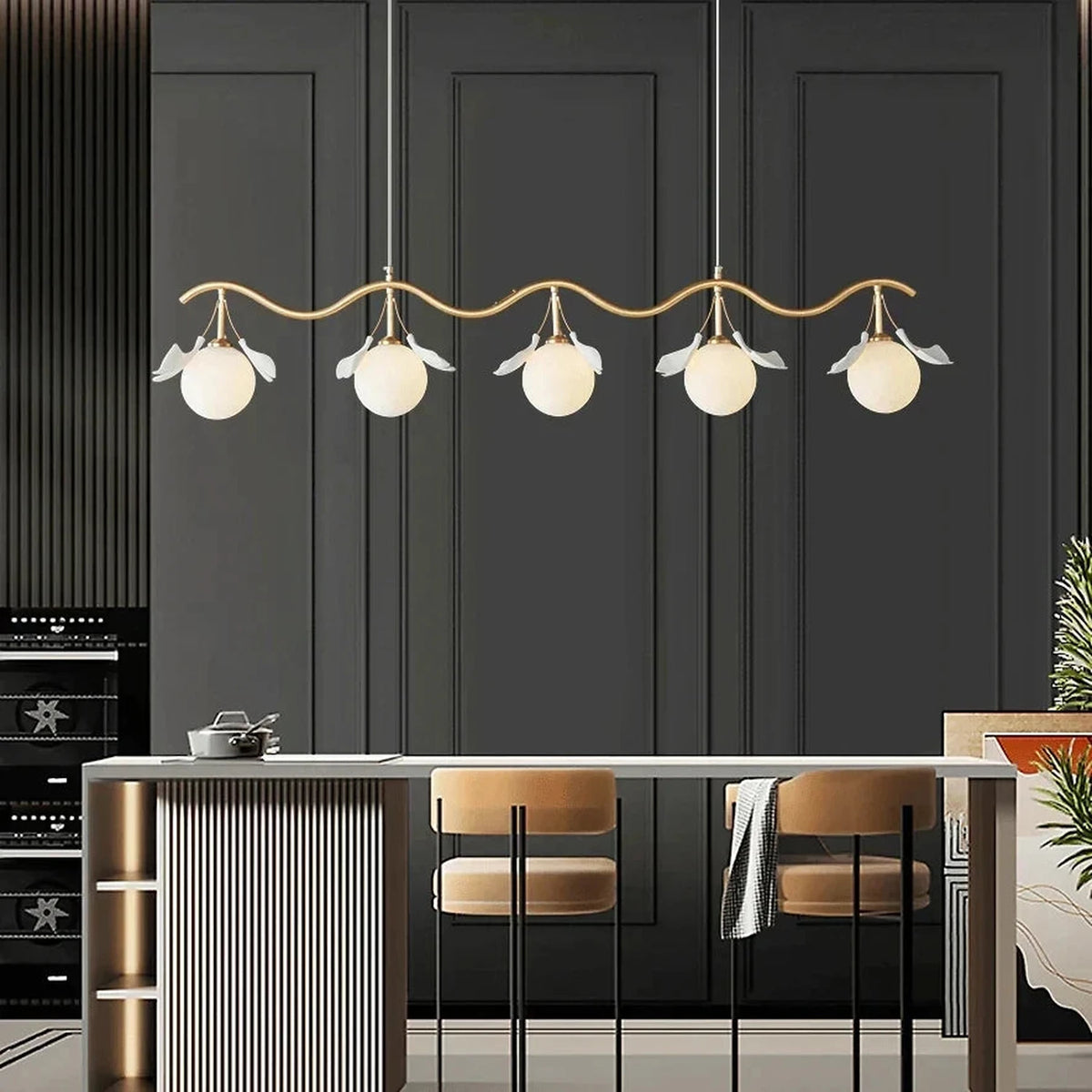 Modern Ginkgo Leaf Chandelier in frosted for Dining Room by AUVIELIGHT