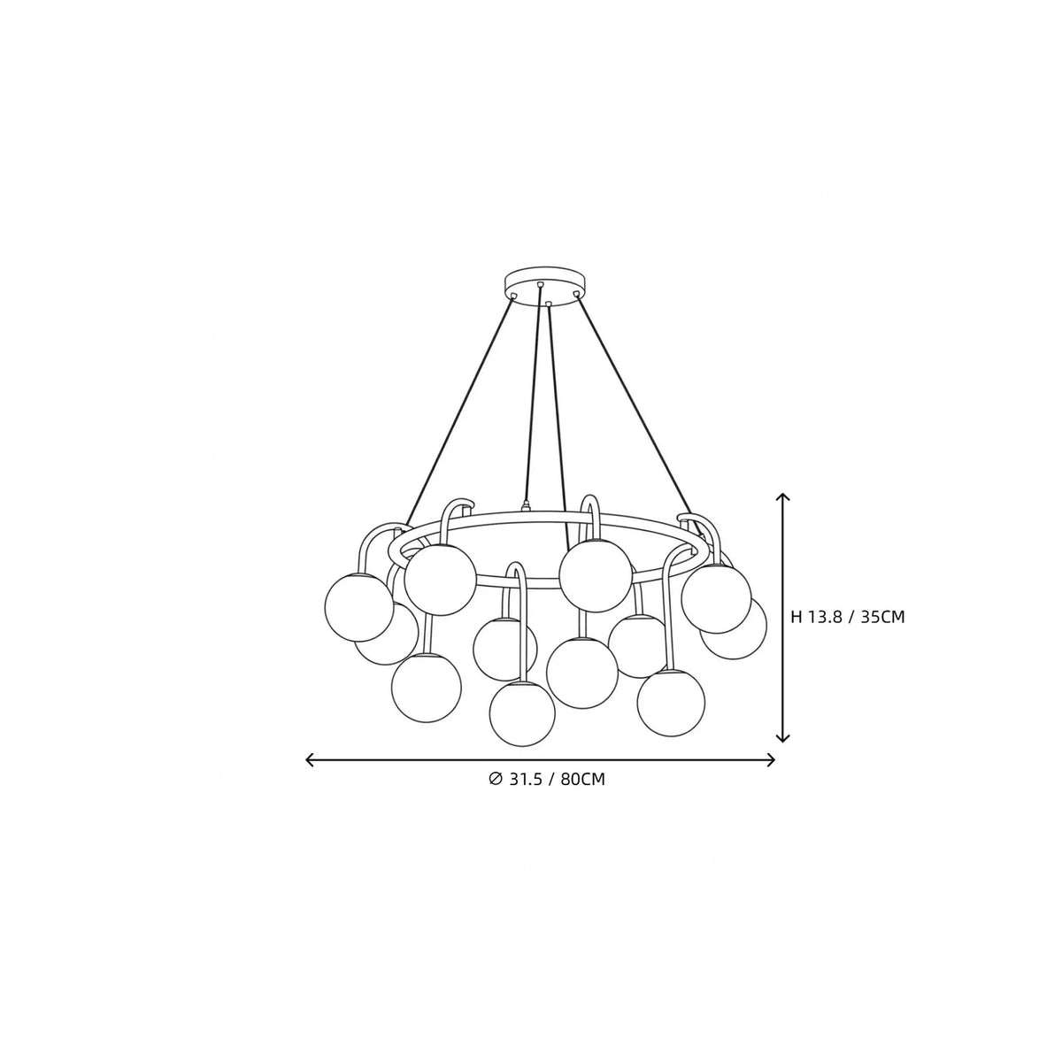 Modern Globe Chandelier in alabaster for Dining Room by AUVIELIGHT