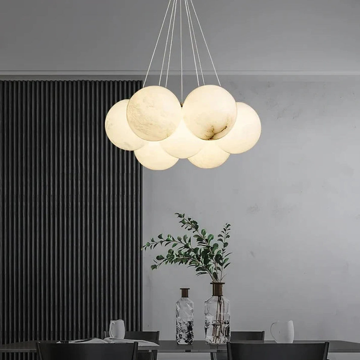 Modern Globe Cluster Chandelier in alabaster for Dining Room by AUVIELIGHT