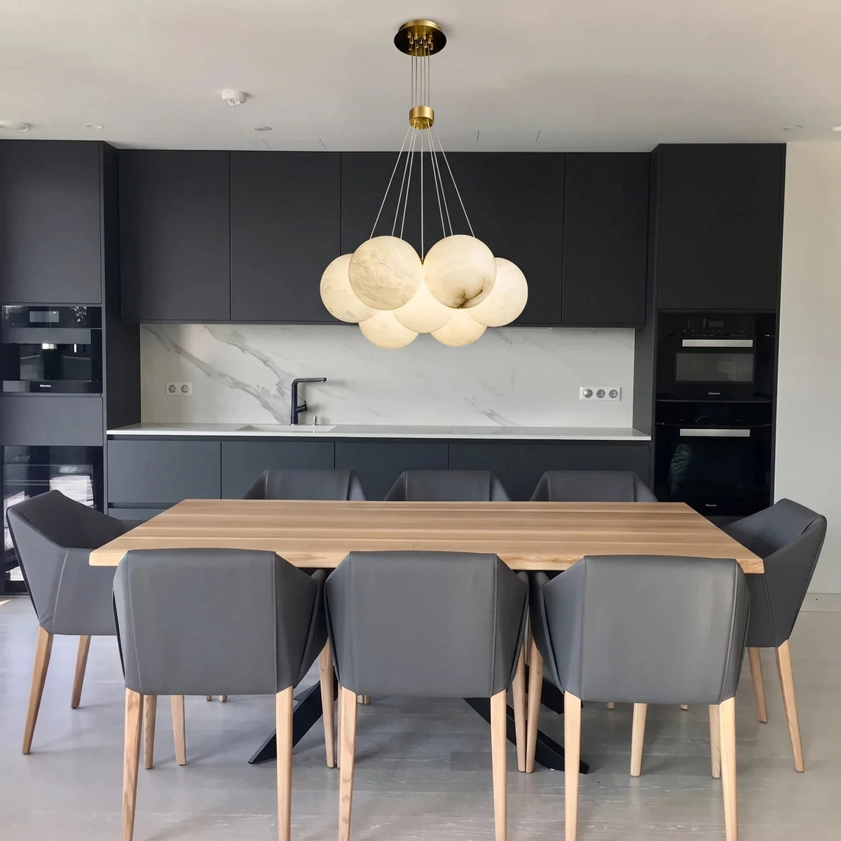 Modern Globe Cluster Chandelier in alabaster for Dining Room by AUVIELIGHT