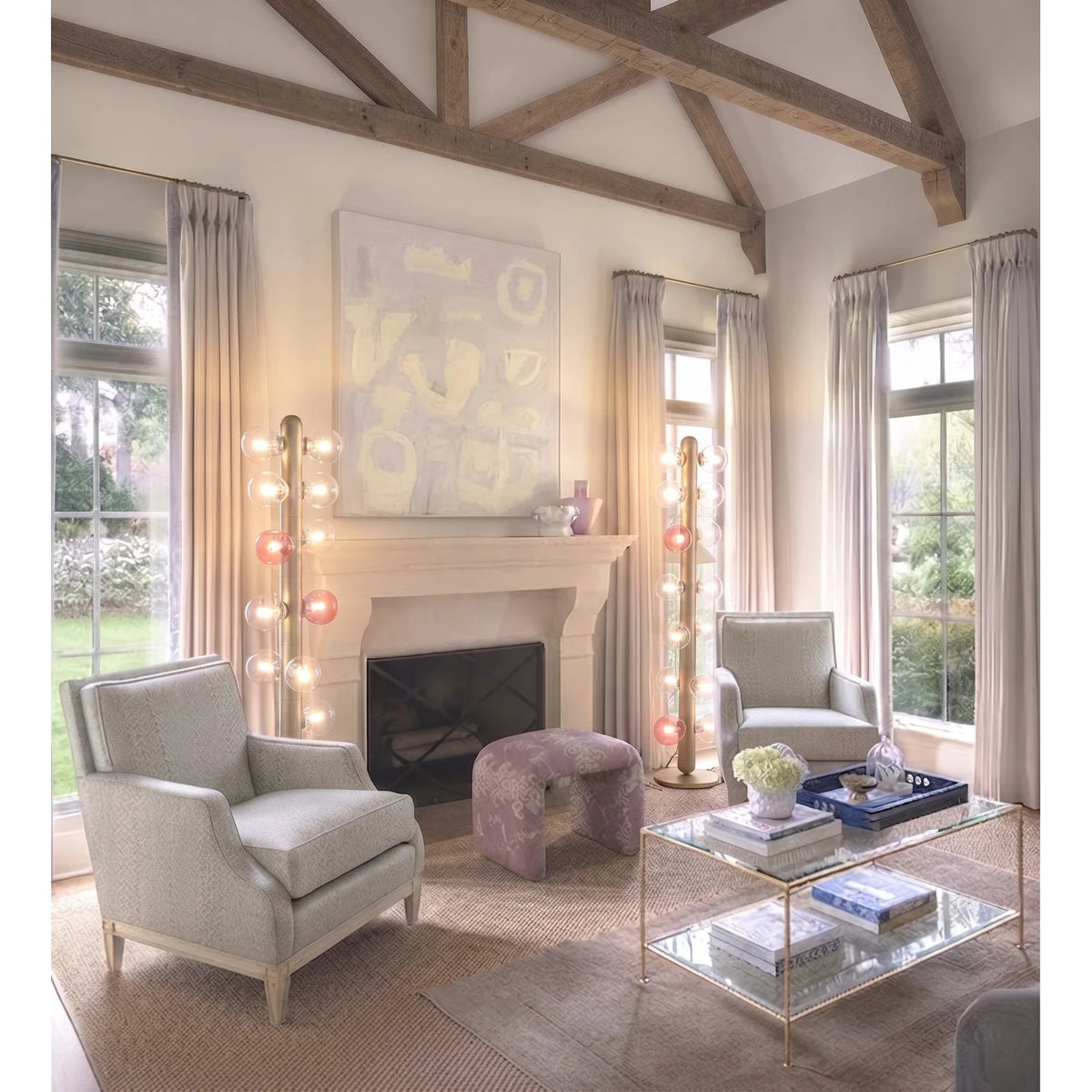 Modern Globe Column Floor Lamp for Living Room light fixture by AUVIELIGHT