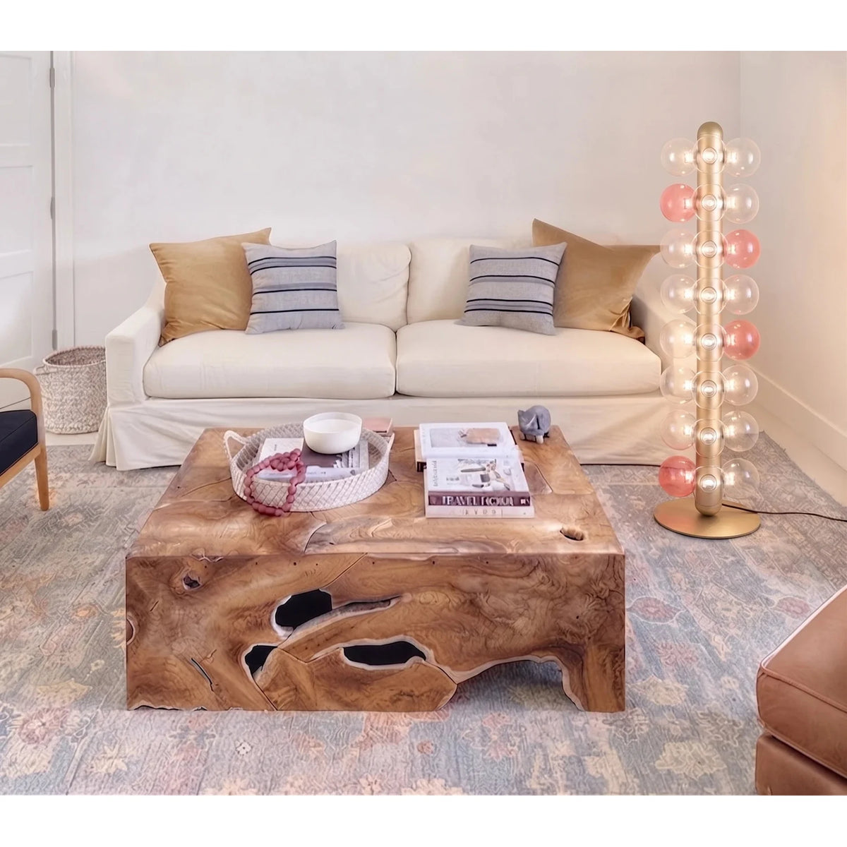 Modern Globe Column Floor Lamp for Living Room light fixture by AUVIELIGHT