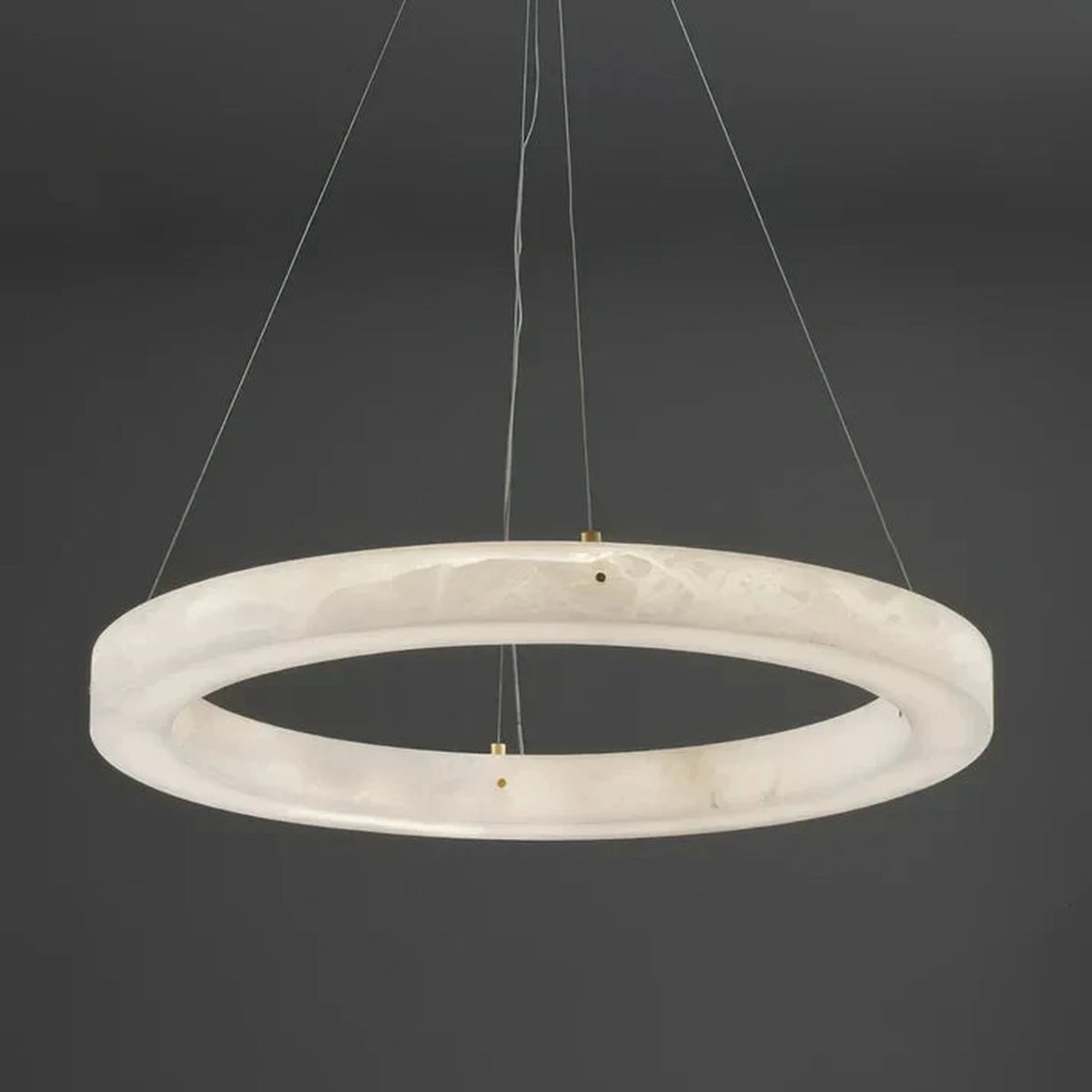 Modern Halo Ring Chandelier in alabaster for Dining Room light fixture by AUVIELIGHT, D 100cm x H 8cm / ∅ 39.4″ x H 3.2″ / White + Golden canopy